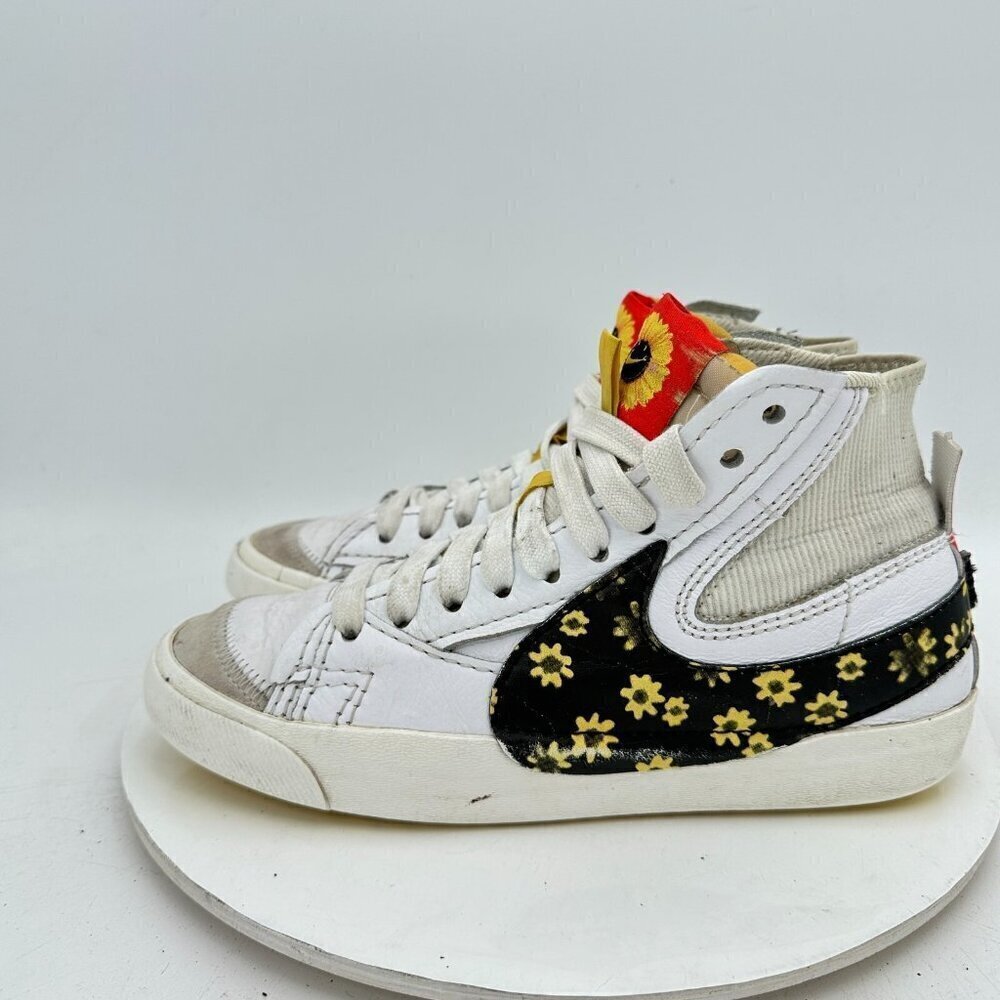Nike Blazer Mid 77 Men Size 8.5 DQ7639-100 White Black Floral Training Shoes